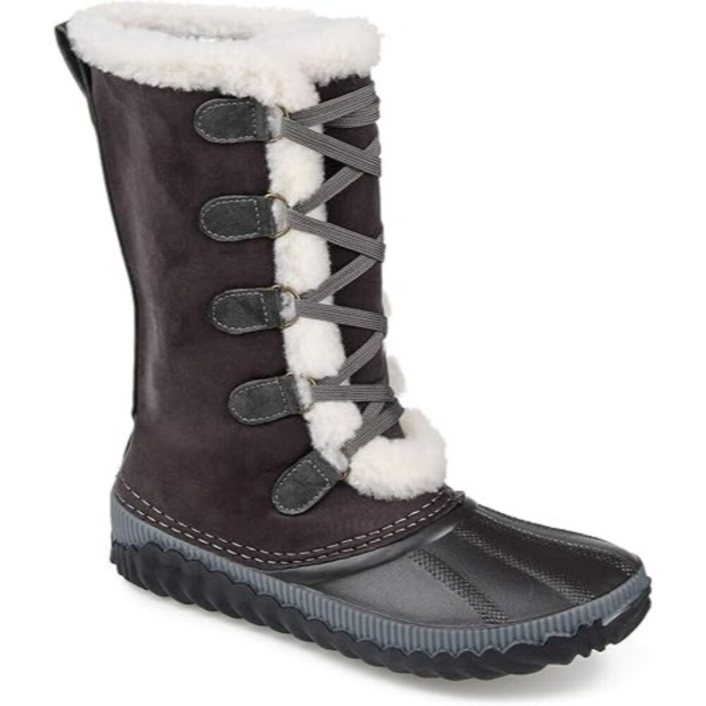 Journee Collection Womens Comfort Foam Blizzard Lace Up Winter Boot Grey Size 6M